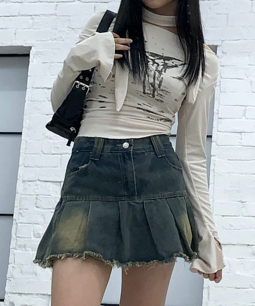 うーたん DIESEL フレアデニムミニスカート 24 インチ インパン付 デニムWフリル インパン付ミニスカート[品番：PPNW0003659