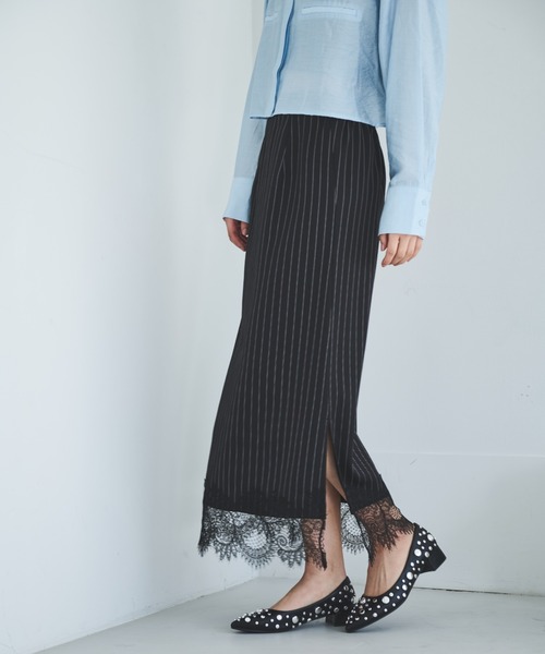 Trish（トリッシュ） スカート 裾レースストライプスカート : ZOZOTOWN