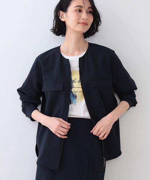 ブラウス シャツ 春SALE！「洗える／SETUP可能」ダブルポケット シャツブルゾン レディース