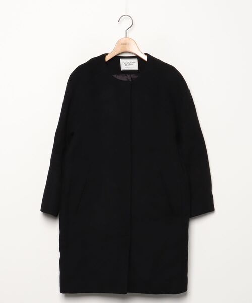 Deuxieme Classe ダブルフェイスノーカラーコート ブラック Deuxieme Classe ダブルフェイスノーカラーコート ブラック