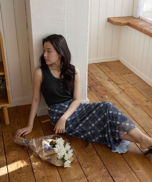 M's GRACY  桜色チュールスカート 36 S お花刺繍入りクチュールニット | msgracy