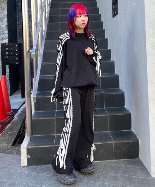 【店舗購入品】Highwaist ribbon pants Sサイズ Candy Stripper パンツ RIBBON JERSEY レディース : ZOZOTOWN