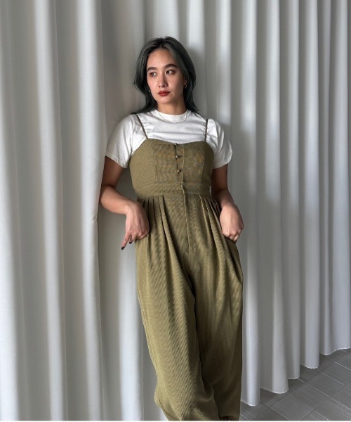 Ameri（アメリ） サロペット オーバーオール LAME TWEED BUSTIER