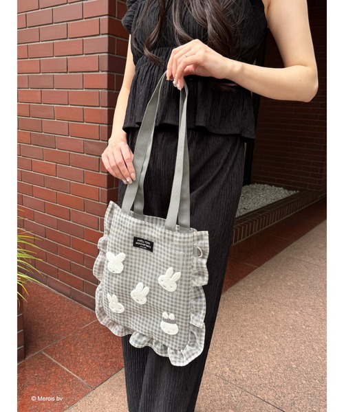 MIIA トートバッグ miffy ギンガムメッシュトート レディース