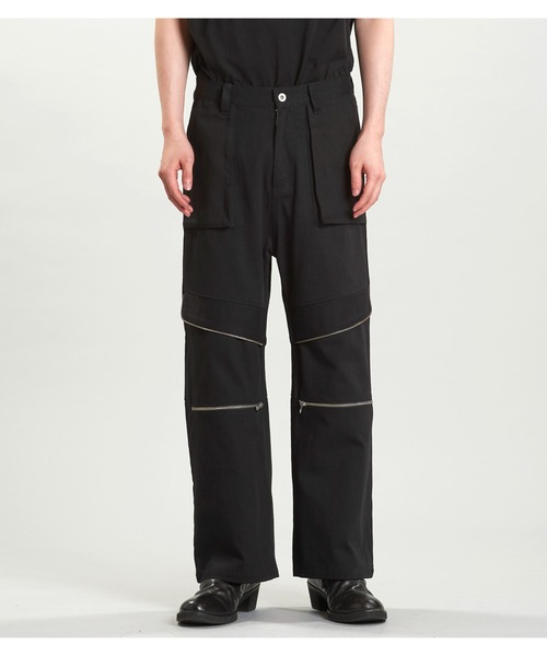 ジップワイドスラックス selleglant｜セレグランテ】SIDE ZIP WIDE SLACKS PANTS/サイド