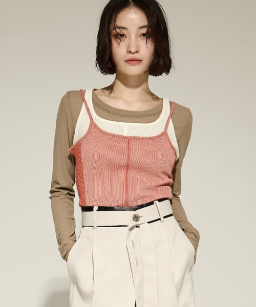 tシャツ 「STUDIOUS/ステュディオス」3 Layered Jersey Top/レイヤードジャージートップス レディース STUDIOUS tシャツ 「STUDIOUS/ステュディオス」3 Layered Jersey