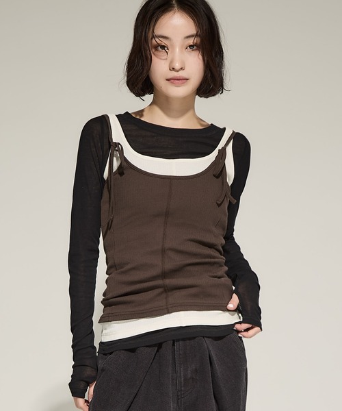 tシャツ 「STUDIOUS/ステュディオス」3 Layered Jersey Top/レイヤードジャージートップス レディース