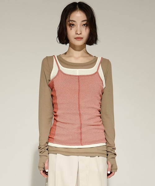 tシャツ 「STUDIOUS/ステュディオス」3 Layered Jersey Top/レイヤードジャージートップス レディース STUDIOUS tシャツ 「STUDIOUS/ステュディオス」3 Layered Jersey