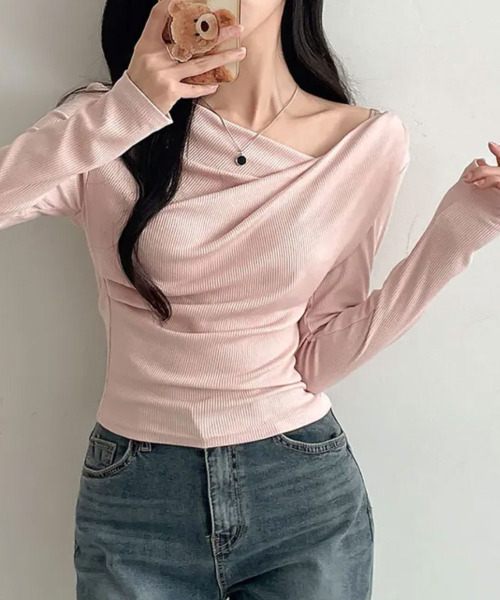 tシャツ ドレープ リブTシャツ 長袖 レディース : ZOZOTOWN Yahoo!店