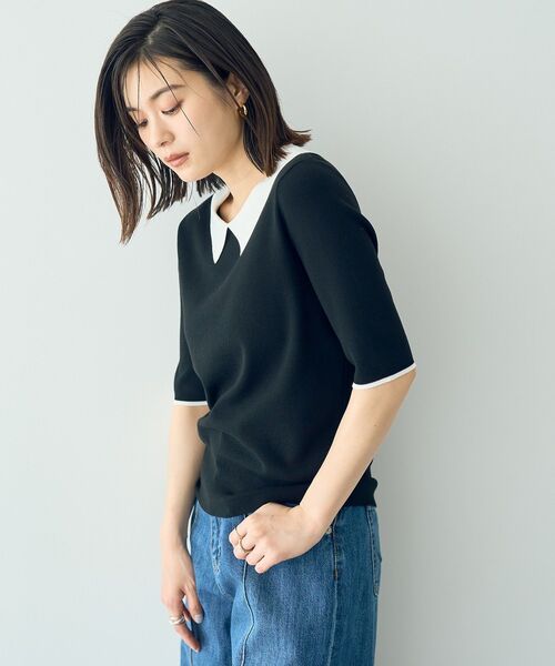 IRENE◆Tape V Neck Knit/ニット・セーター(厚手)/36/ウール/BLU/24A81004// ALL TOPS – 「