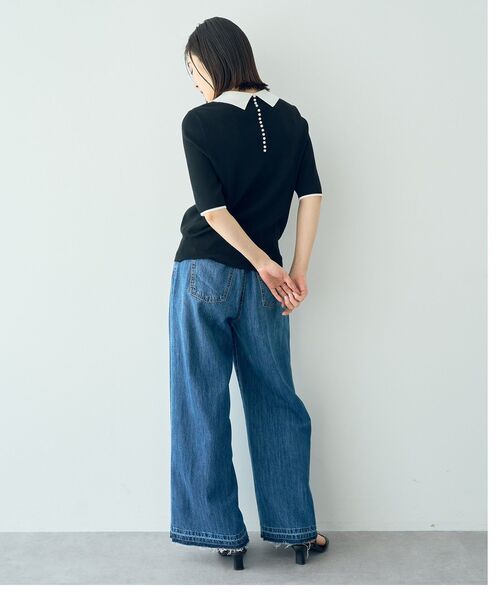 YECCA VECCA ニット セーター 襟付きパールニット レディース