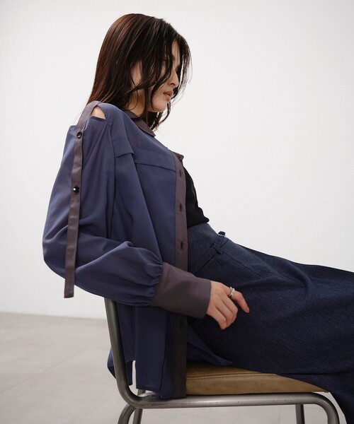UNITED TOKYOシアートップス UNITED TOKYO ブラウス シャツ ショルダーカットシアーシャツ