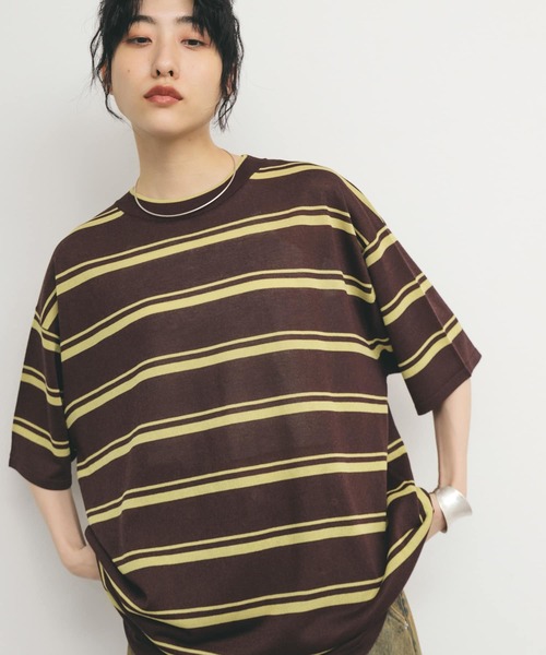 ニット セーター ルーズボーダーニットTEE レディース