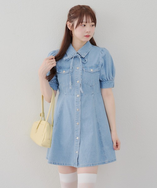 新作*PATOU*デニムドレス ワンピース ジップアップ ミニスカート Patou | コットンデニム ジップ ミニドレス