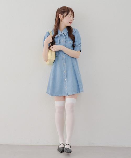 デニムミニワンピース♡夏の女子会＆デートに最適✨普段着コーデにも レディースデニムショート丈ワンピース フロントボダンミニ