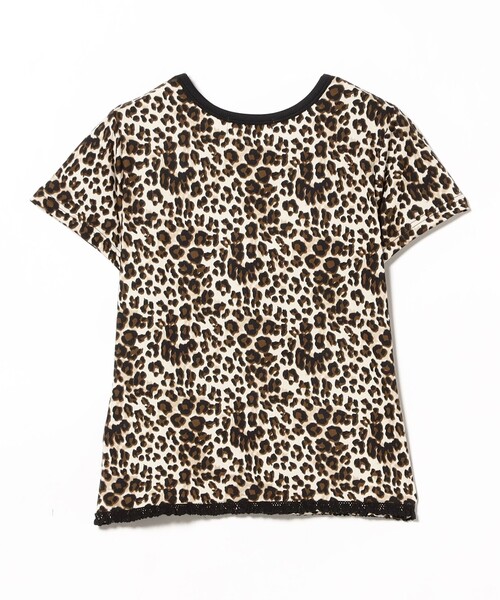 Ray BEAMS tシャツ レオパード プリント レース ヘム Tシャツ