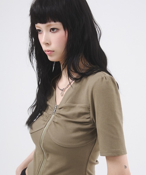 DAIYA（ダイヤ） tシャツ センタージップギャザートップス レディース