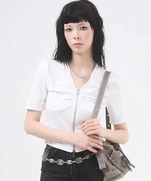 DAIYA（ダイヤ） tシャツ センタージップギャザートップス レディース