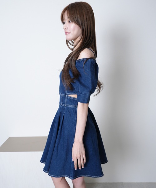 LIP SERVICE（リップサービス） ワンピース サイドカットデニムフレア