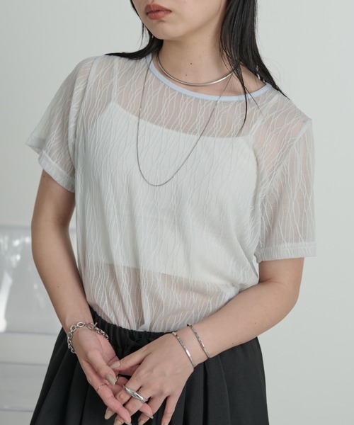 tシャツ シアーハーフスリーブTEE レディース シアーハーフスリーブTEE（Tシャツ/カットソー）｜FUULLY STUDIO