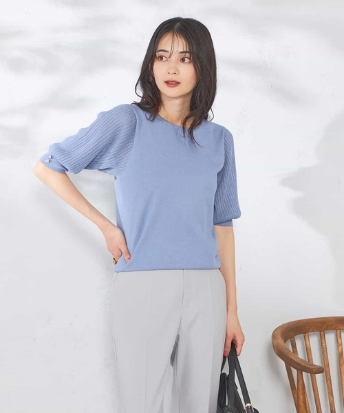 ブリーフィングwomanサマーセーターS a.v.v（アー・ヴェ・ヴェ） ニット セーター 「接触冷感」プリーツ