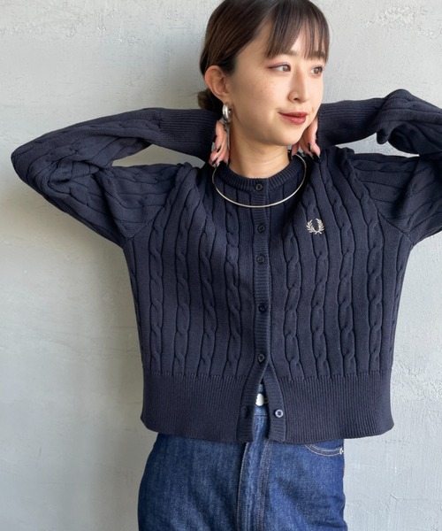 【未使用】FRED PERRY ケーブルニットロングカーディガン FRED PERRY ニット セーター 「WEB先行予約」「FRED PERRY