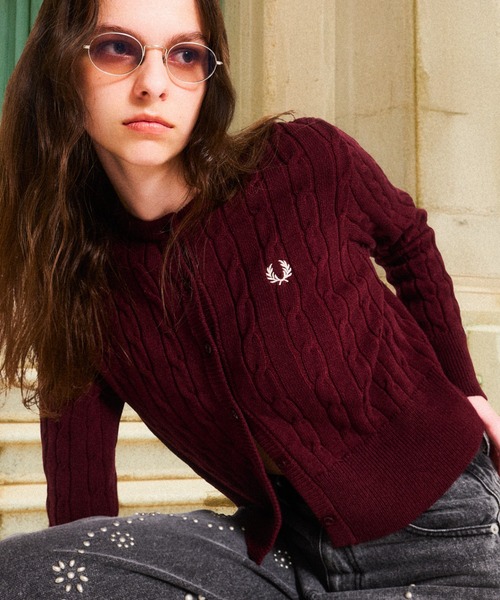 ニット セーター 「WEB先行予約」「FRED PERRY/フレッドペリー」 別注 ケーブルニット カーディガン レディース FRED PERRY ニット セーター 「WEB先行予約」「FRED PERRY