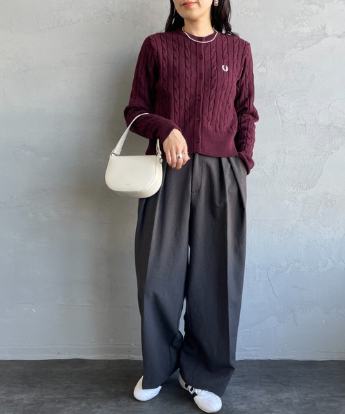 ニット セーター 「WEB先行予約」「FRED PERRY/フレッドペリー」 別注 ケーブルニット カーディガン レディース FRED PERRY ニット セーター 「WEB先行予約」「FRED PERRY
