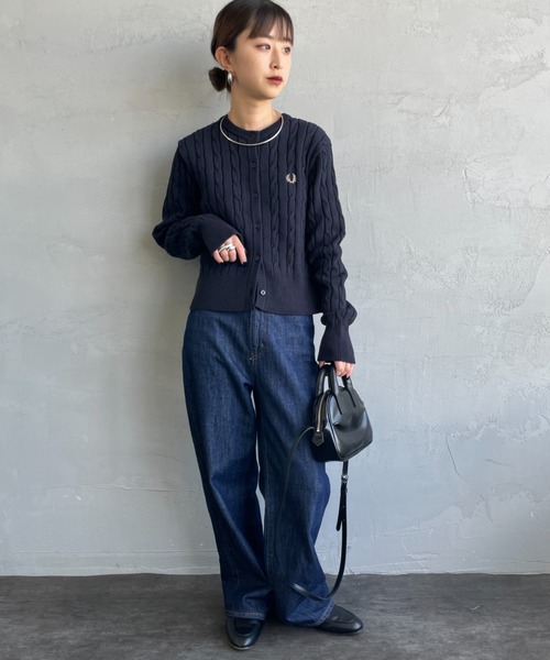 【未使用】FRED PERRY ケーブルニットロングカーディガン FRED PERRY ニット セーター 「WEB先行予約」「FRED PERRY