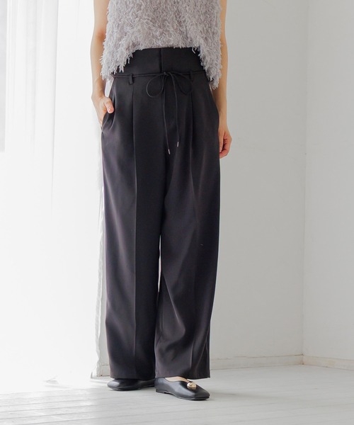 mysty woman（ミスティウーマン） ワイドパンツ パンツ リボンベルト