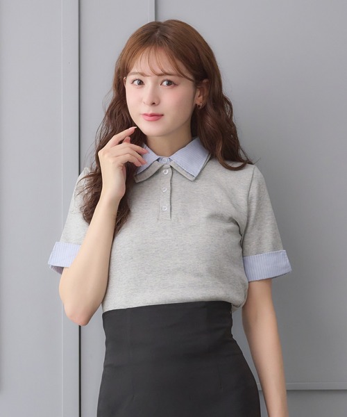 美品 ERL ストライプスリーブ ポロシャツ M 美品 ERL ストライプスリーブ ポロシャツ M02