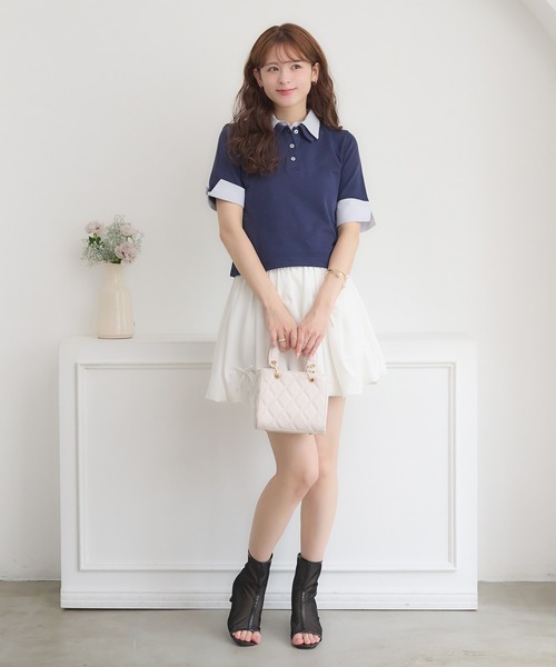 archivio ストライプ ノースリーブポロシャツ 新品タグ付 Ambre Neige ポロシャツ ポロ stripe shirt docking polo tops