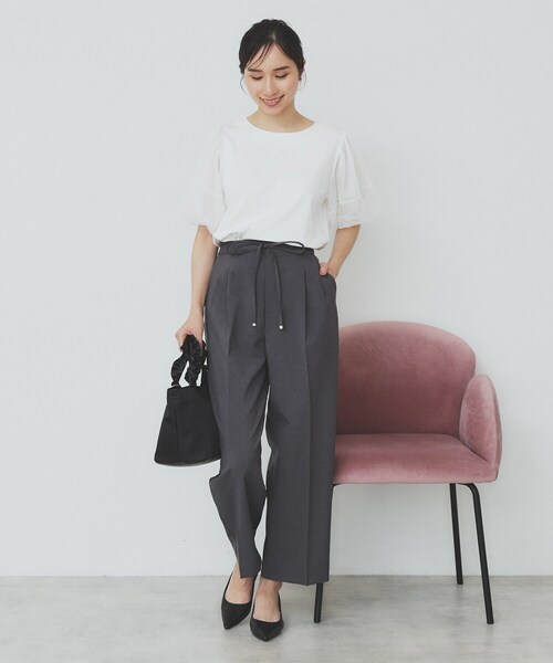 index（インデックス） パンツ ストレッチ2タックワイドパンツ「洗濯機