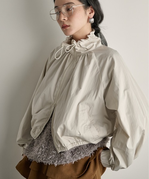 THE Yon ブルゾン ジャンバー ラグランスリーブスタンドネックナイロン