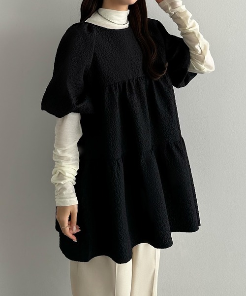 「callautia」 半袖チュニック SMALL ブラック レディース