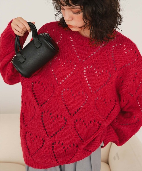 titivate（ティティベイト） ニット セーター ハート透かし柄モヘア