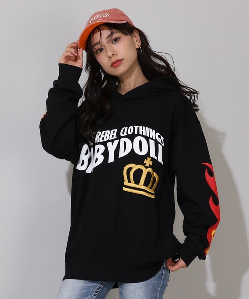 BABYDOLL（ベビードール） パーカー 親子お揃い BIG刺繍王冠フレイム