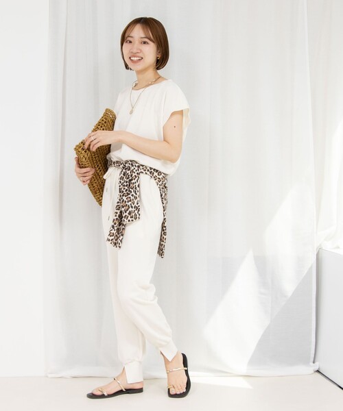 「Rie Miller」 半袖カットソー 38 オフホワイト レディース_画像3