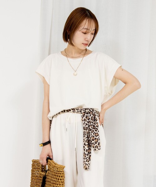 「Rie Miller」 半袖カットソー 38 オフホワイト レディース_画像7