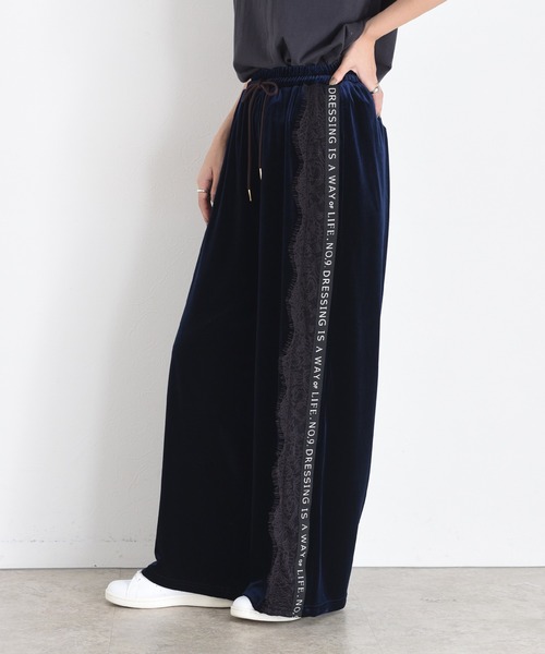 Eimee Law（エイミーロウ） パンツ アシメサイドレースベロアパンツ