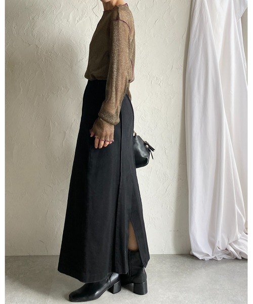 She's Closet tシャツ 配色バイカラー長袖シースルーラメシアー