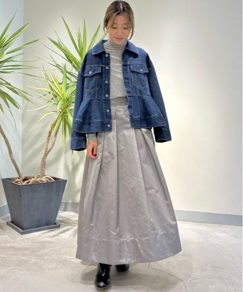 超美品　ほぼ未使用　23区　大きいサイズ　46　ストライプ　ジャケット　スカート LE PHIL（ル フィル） ロング スカート ボンバーナイロンタックス