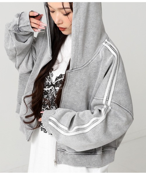 ANAP（アナップ） パーカー ウォッシュ 加工 ライン スウェット ジップ