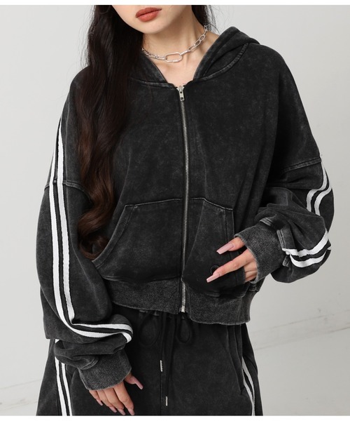 ANAP（アナップ） パーカー ウォッシュ 加工 ライン スウェット ジップ