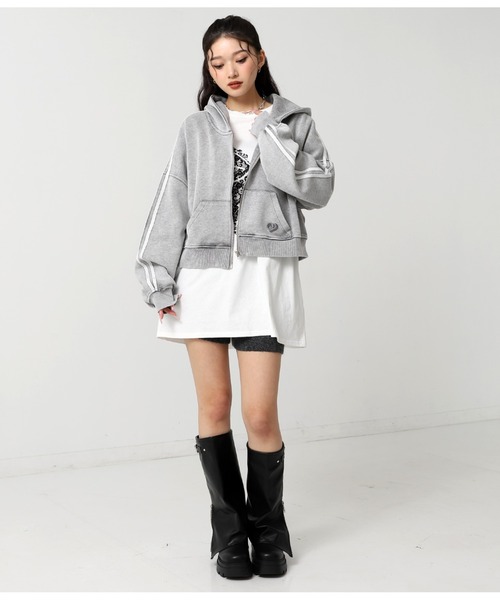 【未使用】SPOOKS スプークス Annalena Jacket ジップアップパーカー S ネイビー/ ホワイト レディース 乗馬 馬術 ANAP（アナップ） パーカー ウォッシュ 加工 ライン スウェット ジップ