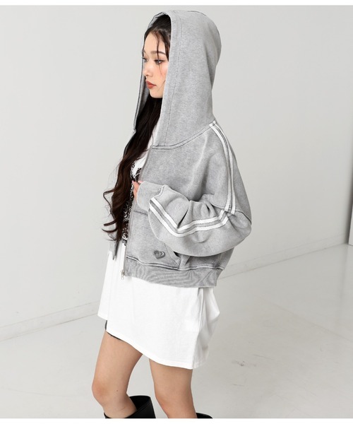 NIKEのパーカー　レディース　M相当 ウォッシュ加工 ANAP（アナップ） パーカー ウォッシュ 加工 ライン スウェット ジップ