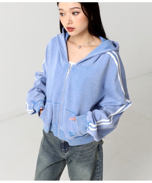 ANAP（アナップ） パーカー ウォッシュ 加工 ライン スウェット ジップ