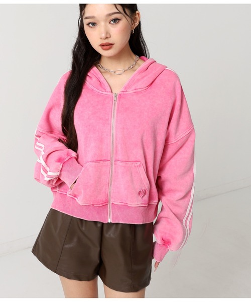 ANAP（アナップ） パーカー ウォッシュ 加工 ライン スウェット ジップ