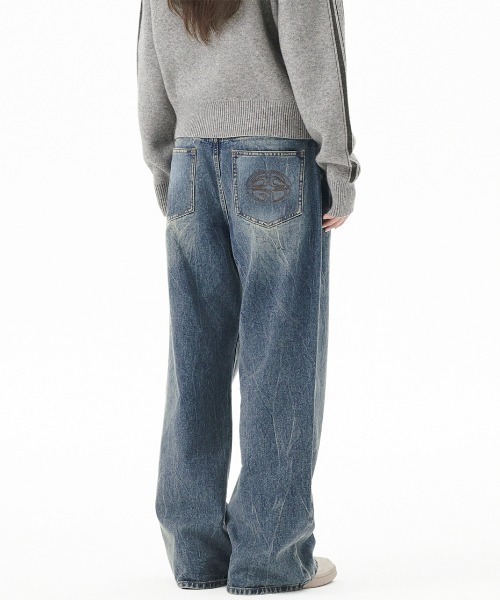 ジーンズ 「mahagrid/マハグリッド」WASHED DART DENIM PT/ウォッシュドダートデニムパンツ メンズ レディース