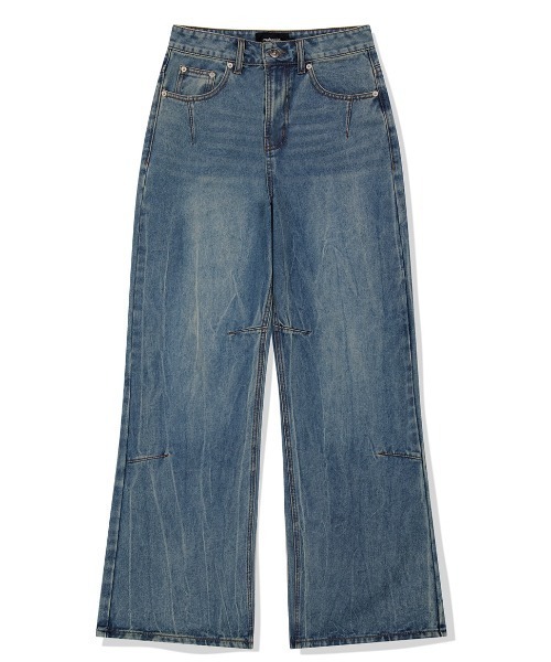 ジーンズ 「mahagrid/マハグリッド」WASHED DART DENIM PT/ウォッシュドダートデニムパンツ メンズ レディース